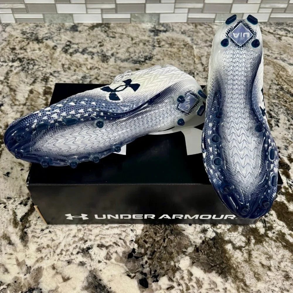 Under Armour - Spotlight Clone 3.0 MC Mens Football Cleats‎ White-Navy - Picture 3 of 8